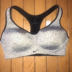 Nike padded gray and neon yellow sports bra